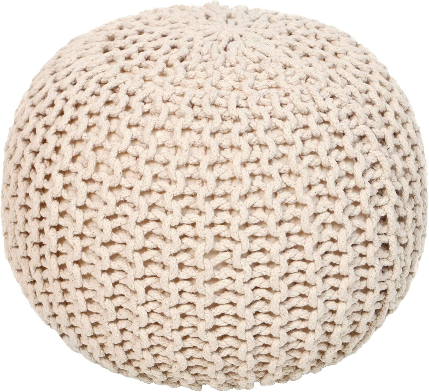 REDEARTH Round Pouf Ottoman - Handmade Cable Knitted Boho Poof