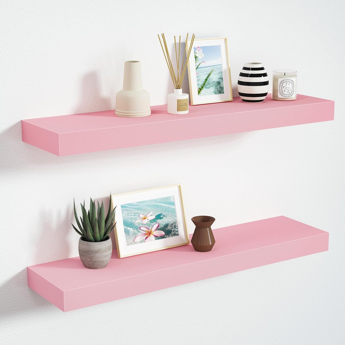 BAMEOS Pink Floating Shelves for Wall - Stylish Home Decor