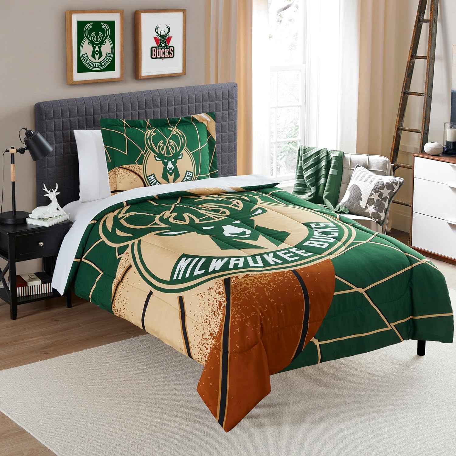 Milwaukee Bucks Officially Licensed Comforter Set for Basketball Fans