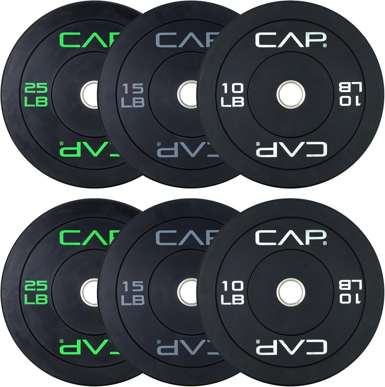 CAP Barbell Olympic Bumper Plate Weight Set for Home Gym Use