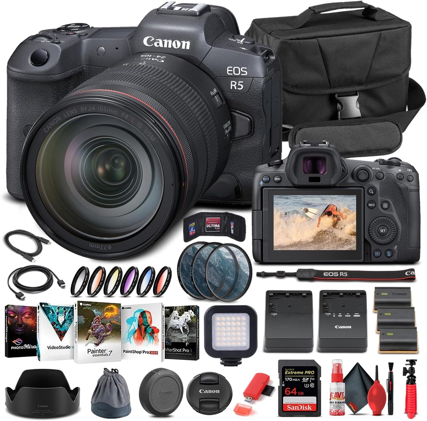Canon EOS R5 Mirrorless Camera Bundle with 24-105mm Lens and More