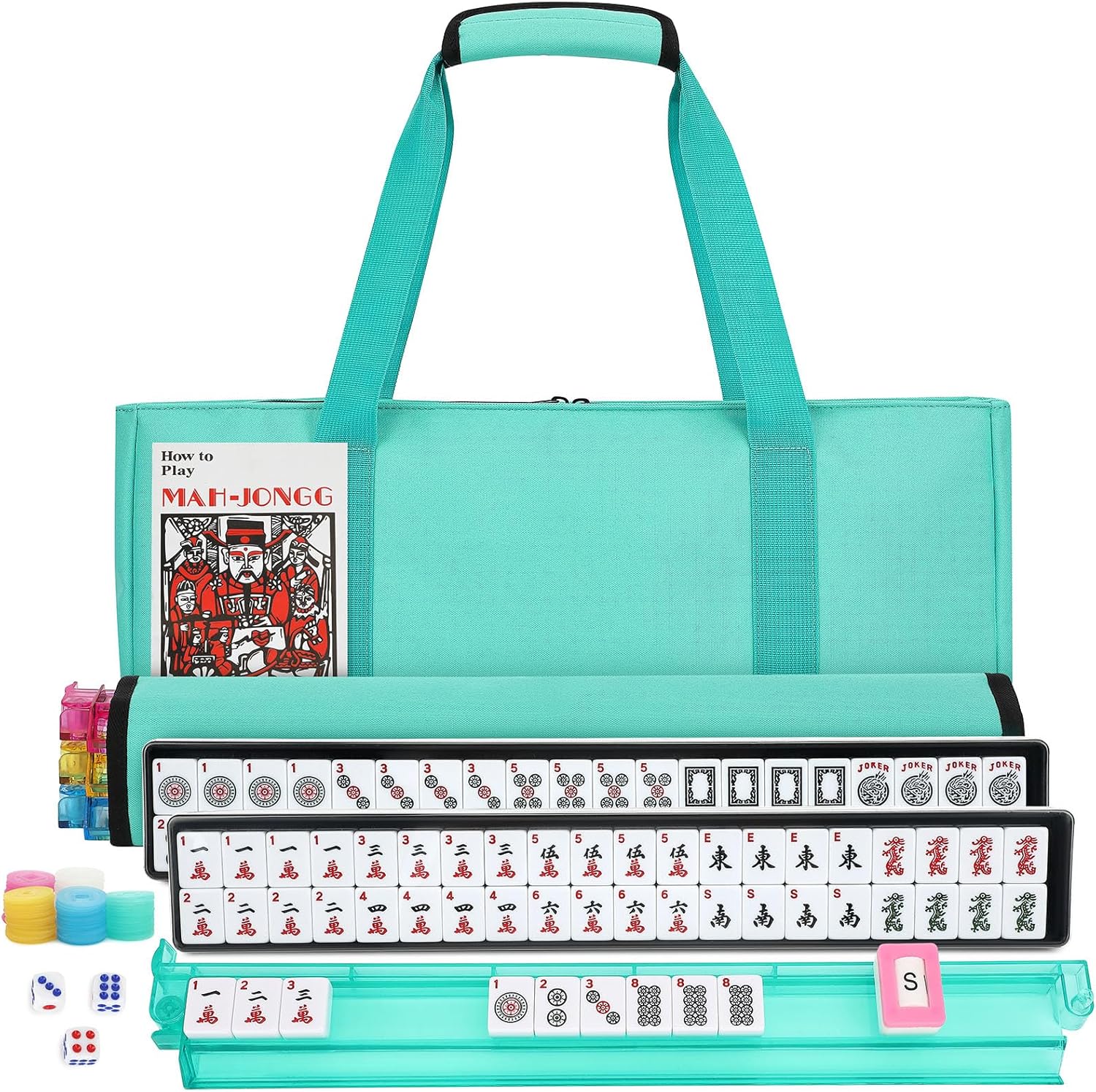 Mahjong Tile Set with 166 Tiles and All-in-One Accessories