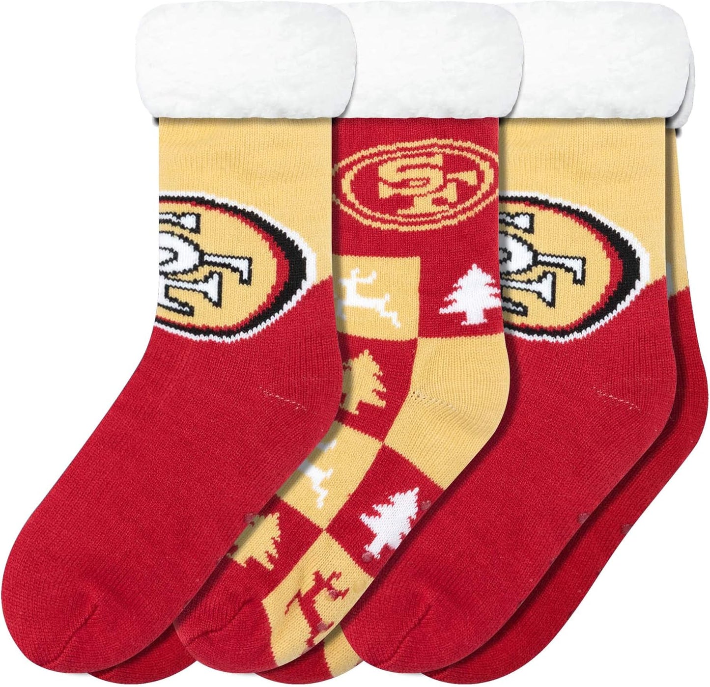 FOCO Women's NFL Team Logo Fan Footy Slipper Socks 3-Pack