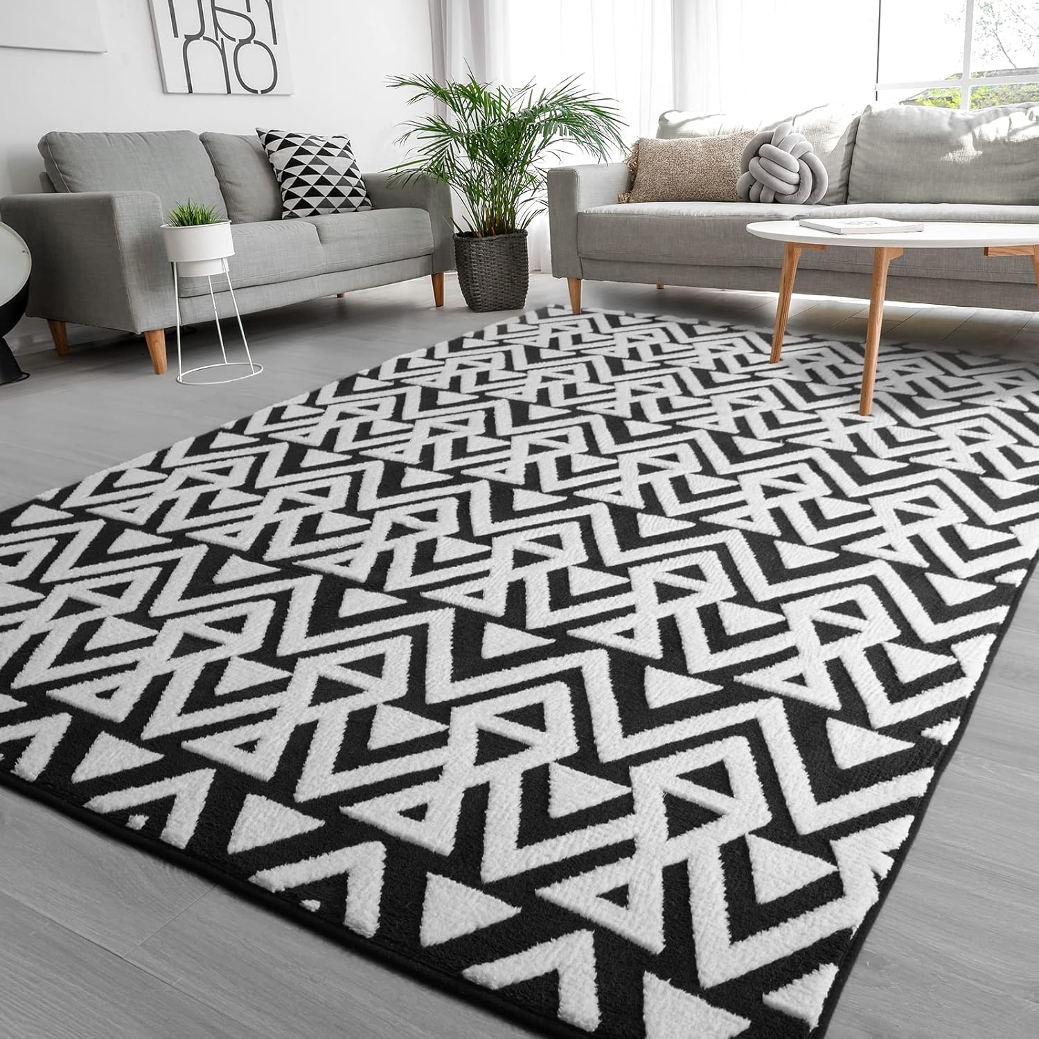 Ompaa Ultra Soft Geometric Bedroom Rugs for Cozy Living Spaces