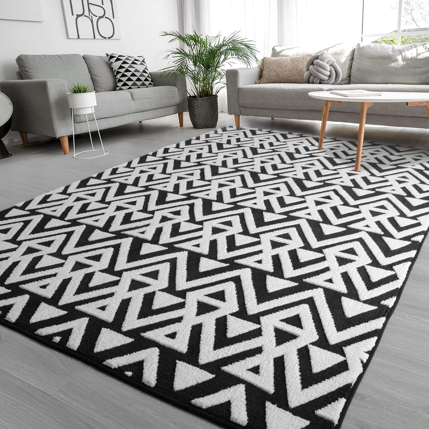 Ompaa Ultra Soft Geometric Bedroom Rugs for Cozy Living Spaces