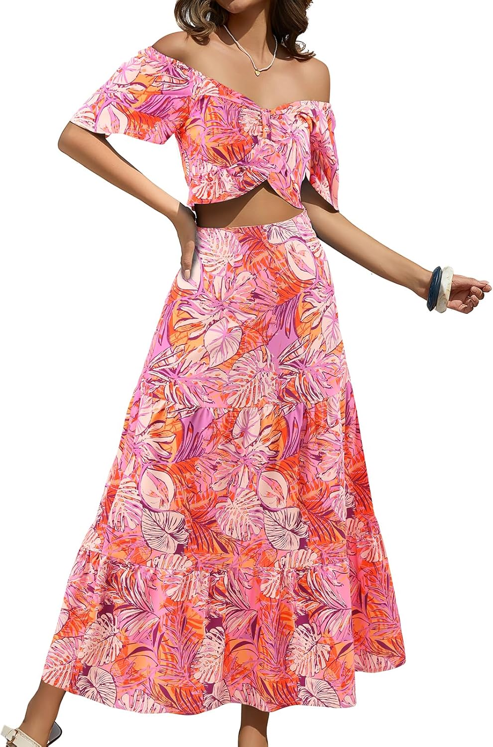 DRESSTELLS Women's Floral Skirt Set for Casual Summer Style