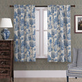 Blue Curtains 63 in Length for Living Room - Semi Sheer Toile Panels