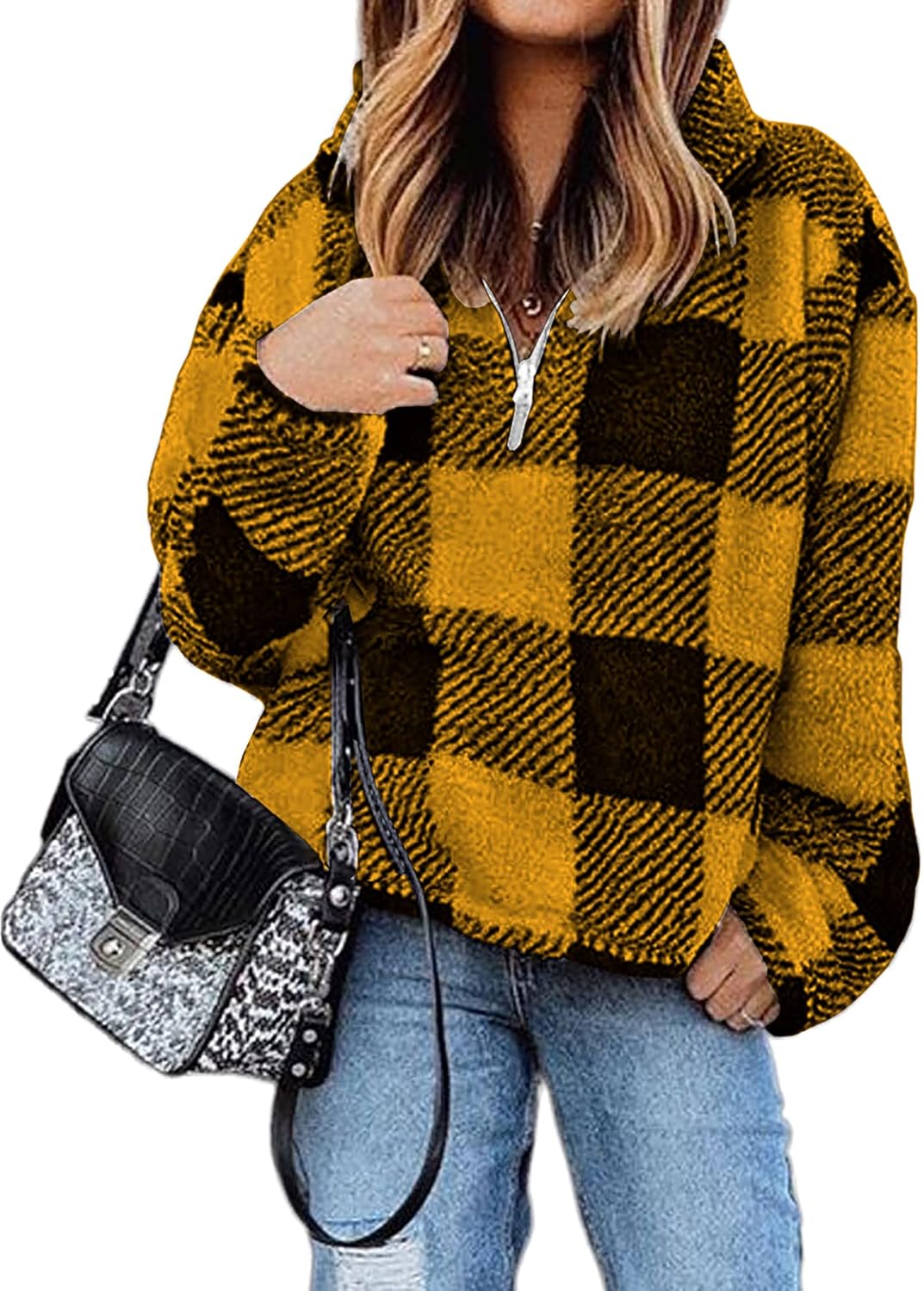 BTFBM Womens Sweatshirt Sherpa Quarter Zip Pullover for Fall