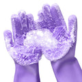 Silicone Dishwashing Gloves with Scrubber - Dense Bristles for Easy