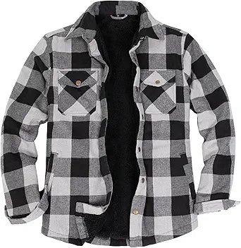 ZENTHACE Men's Sherpa Lined Flannel Shirt Jacket for Winter