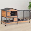 2-Story Rabbit Cage with Chew-Proof Metal Frame - 62 in Hutch
