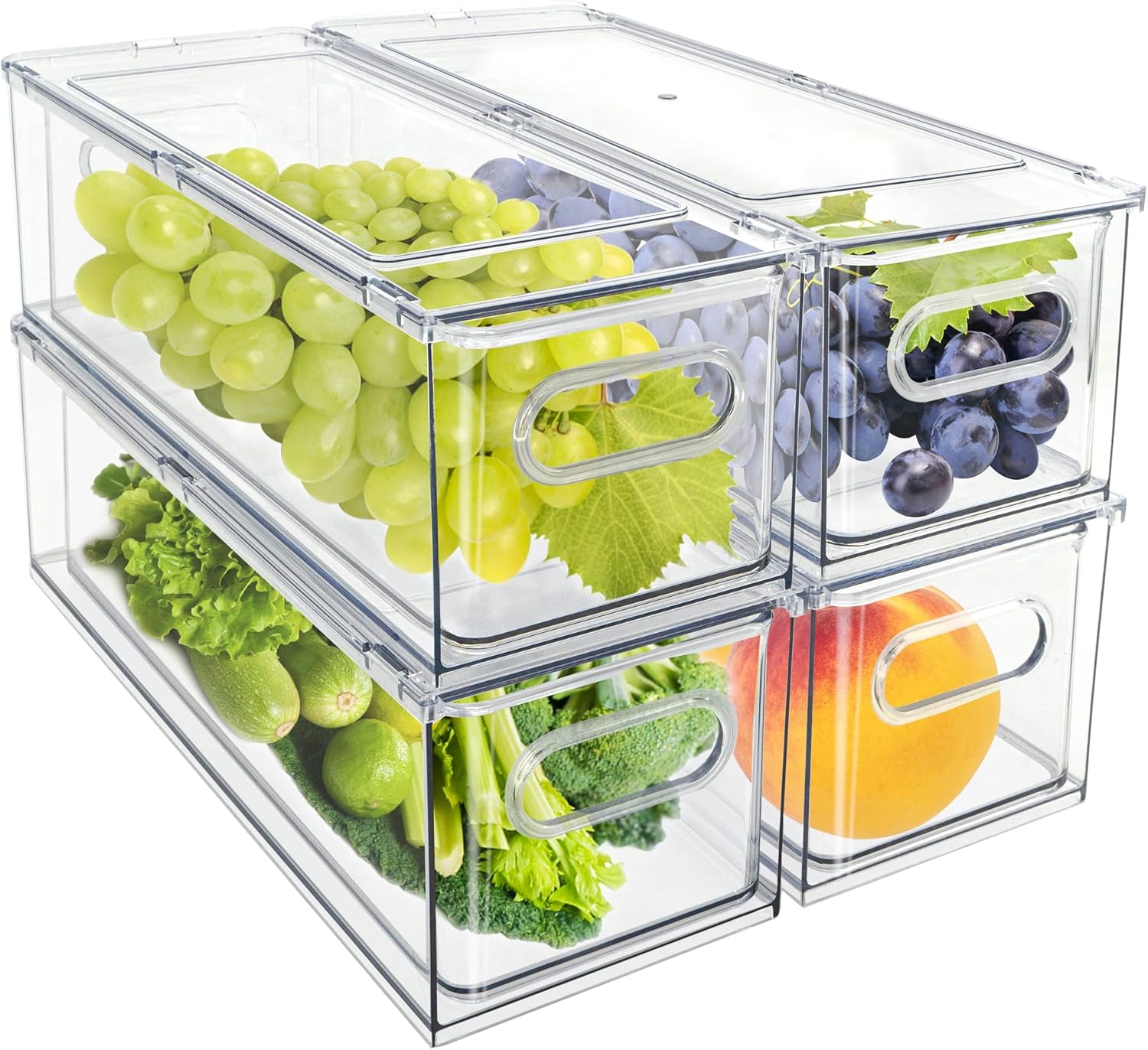 Mano Fridge Drawer Pull Out Stackable Bins for Food Storage
