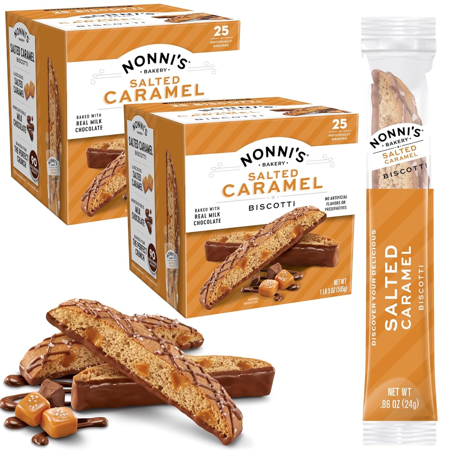 Nonni's Salted Caramel Milk Chocolate Biscotti Cookies Delight
