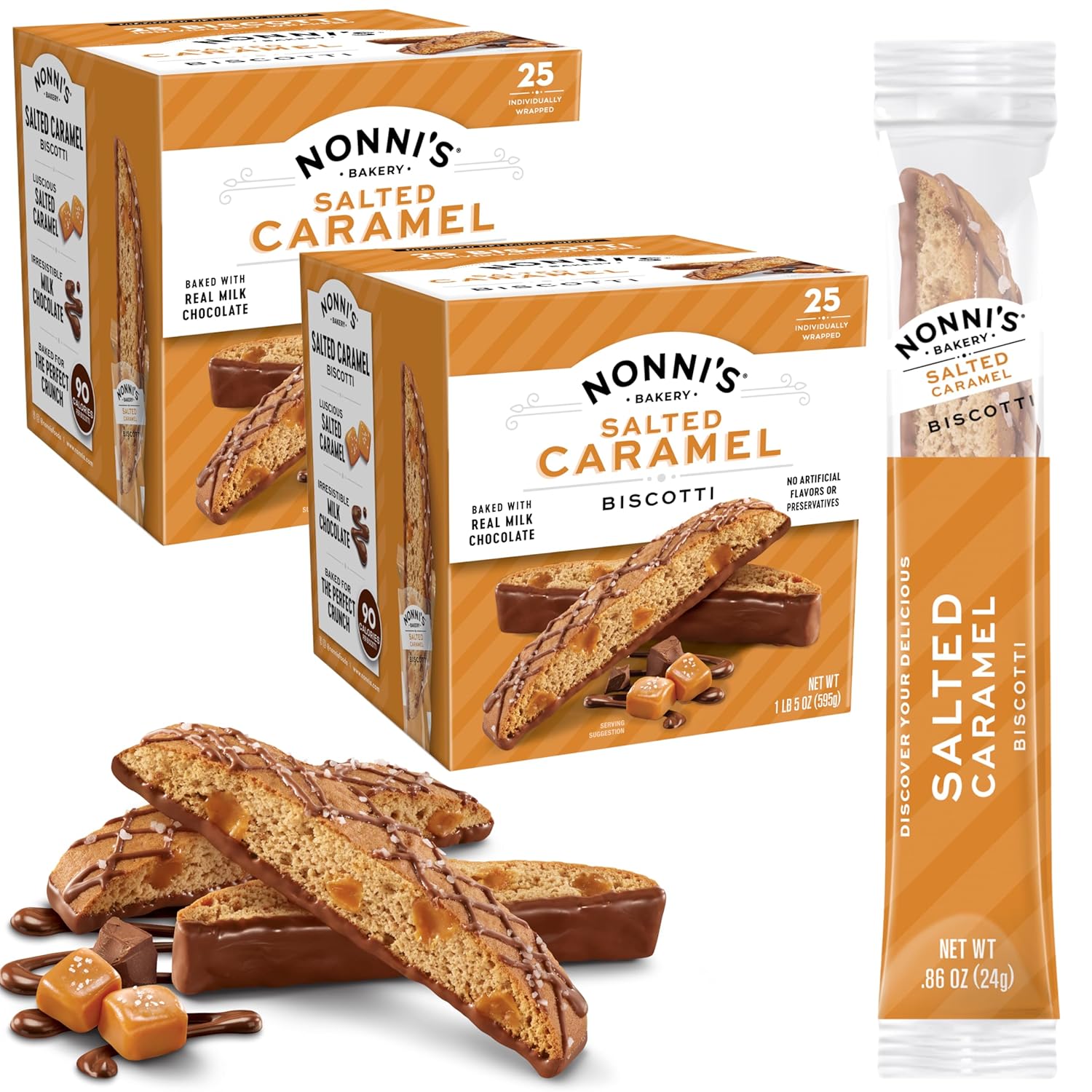 Nonni's Salted Caramel Milk Chocolate Biscotti Cookies Delight