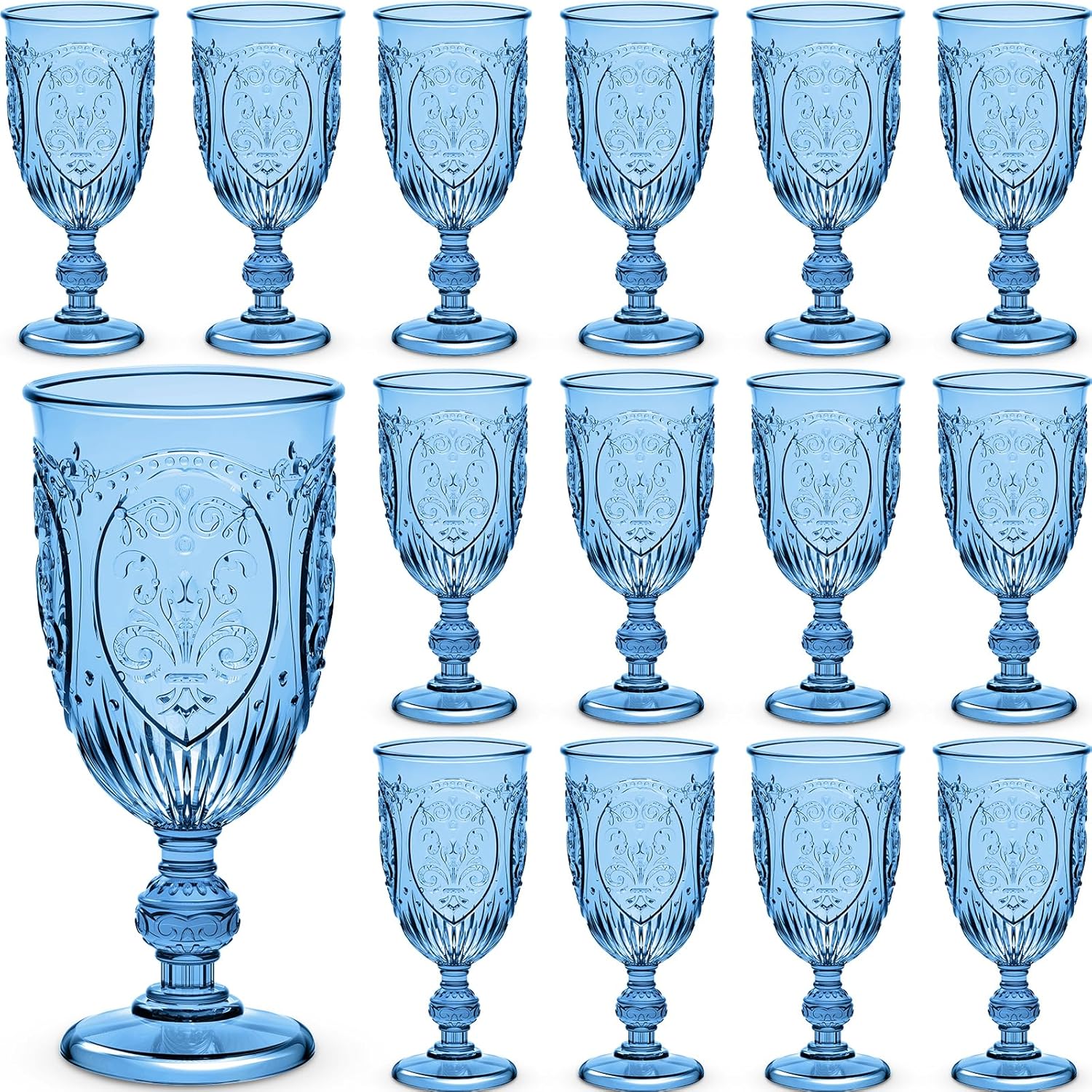 24 Pcs Vintage Plastic Goblets for Weddings and Parties