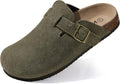 KIDMI Women's Genuine Suede Clogs Cork Footbed Sandals (Style 1R6W)