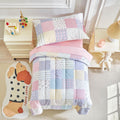 Cotton Toddler Bedding Set Colorful Flowers Patchwork - Soft 4-Piece