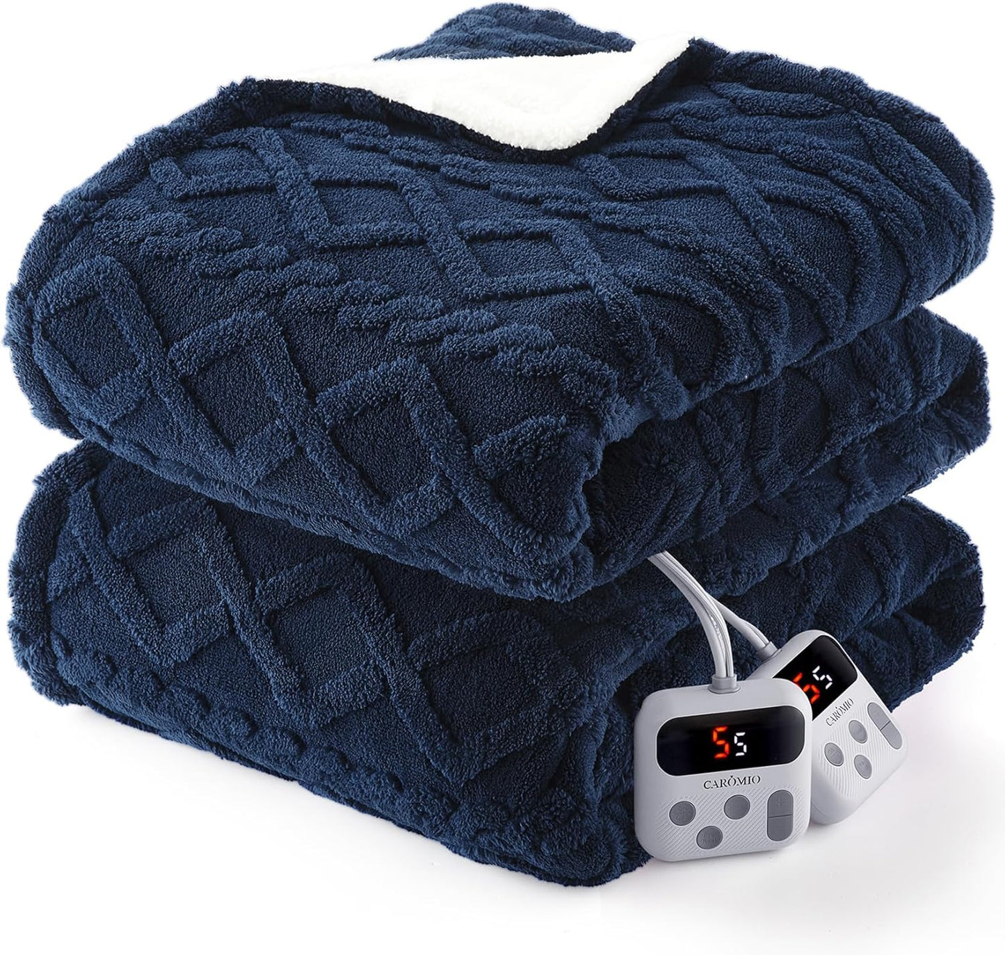 CAROMIO Electric Blanket Queen Size with Dual Control Features