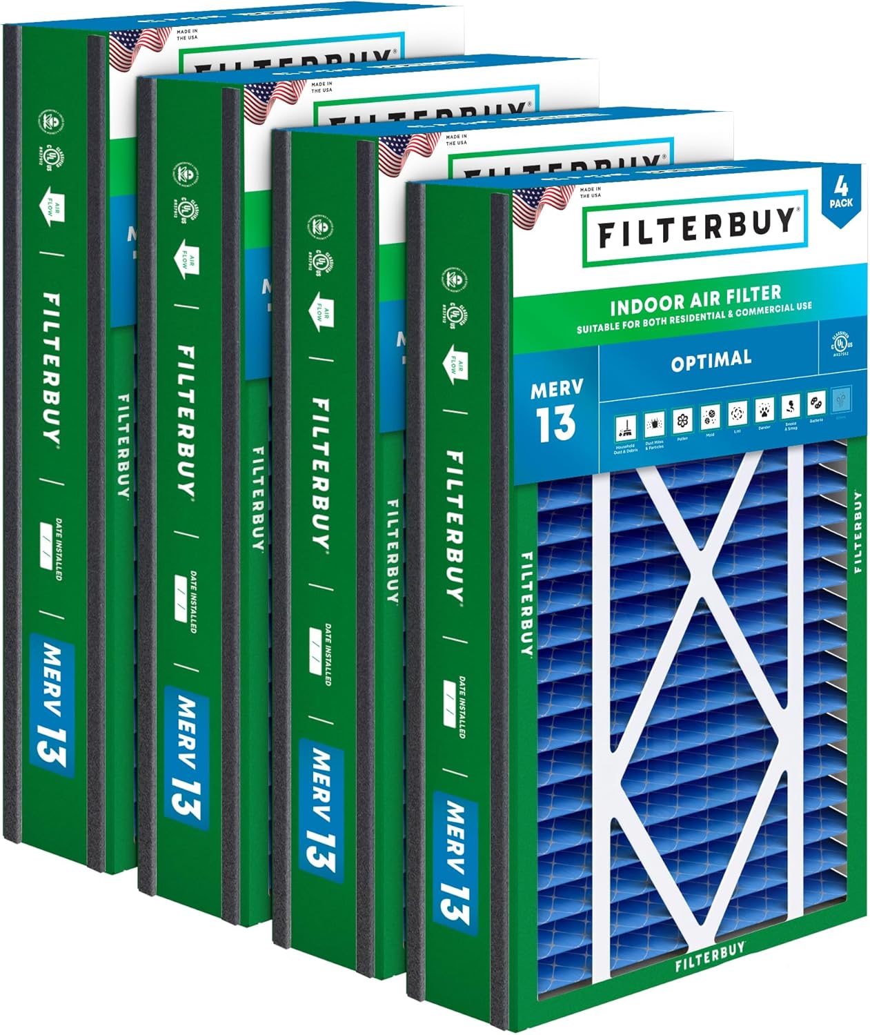 Filterbuy 16x25x5 Air Filter MERV 13 for Health Defense