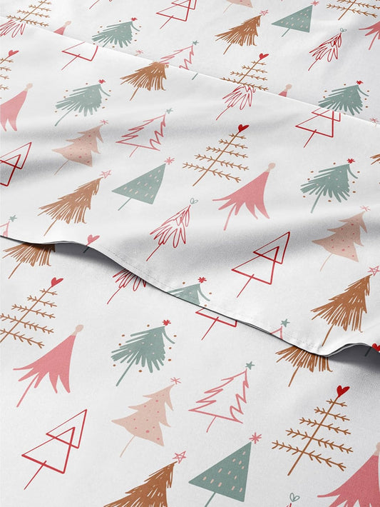 Queen Christmas Tree Sheet Set - Festive Holiday Bedding
