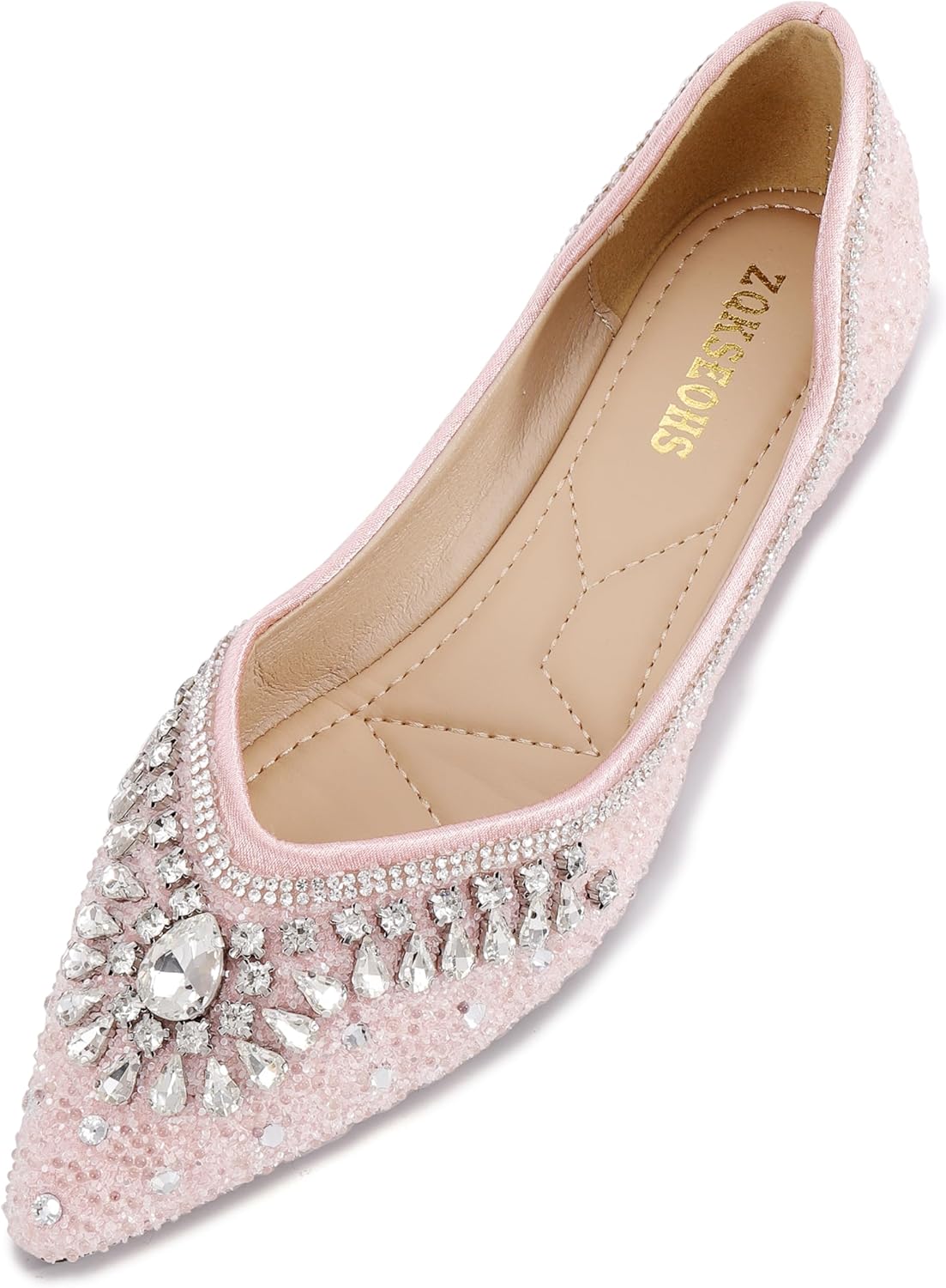 Flats Shoes Women Rhinestone Sequin Pointed Toe Comfortable Dressy