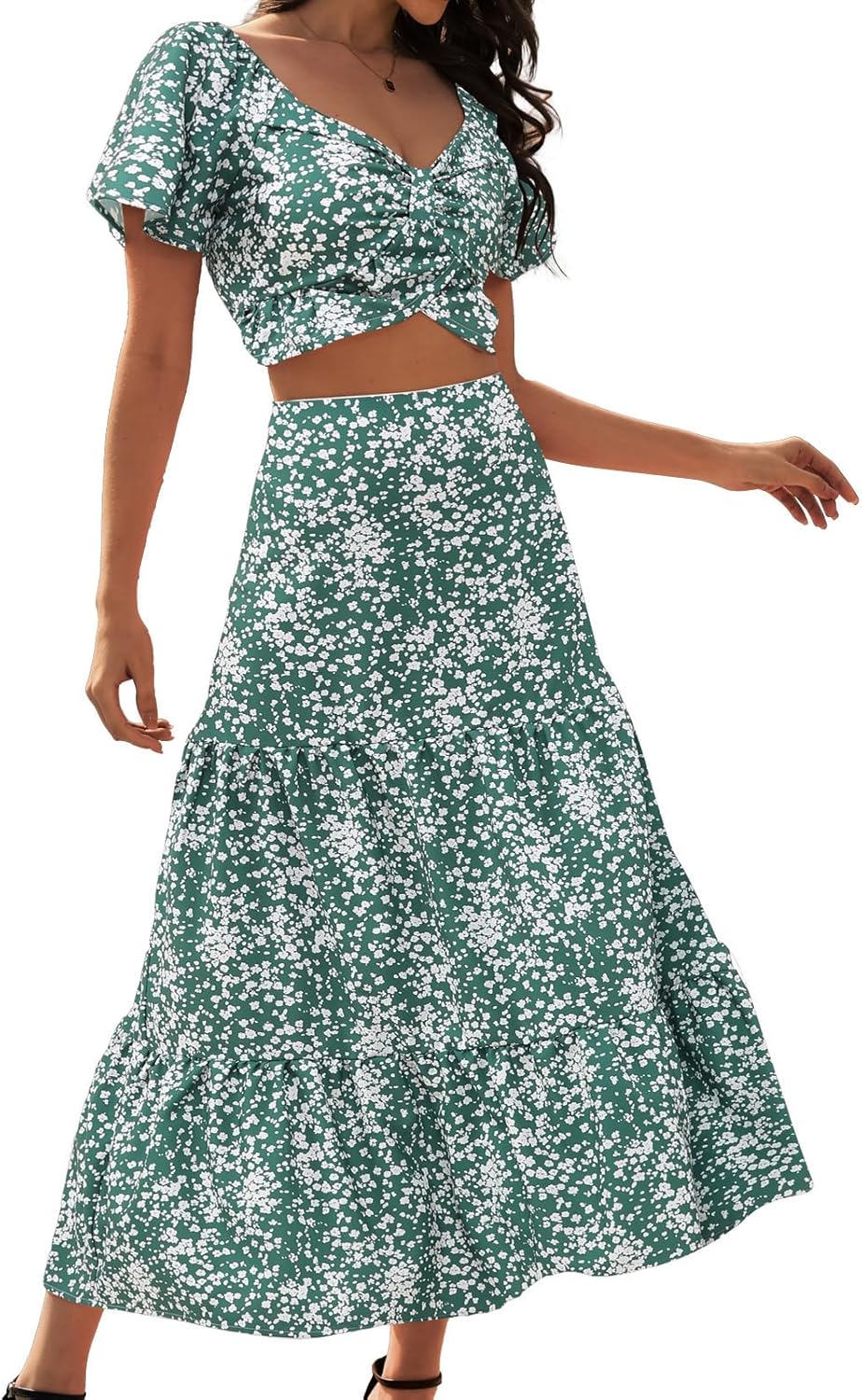 DRESSTELLS Women's Floral Skirt Set for Casual Summer Style