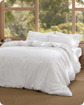 Bedsure Cotton Duvet Cover Queen Size - Linen-Like Luxury