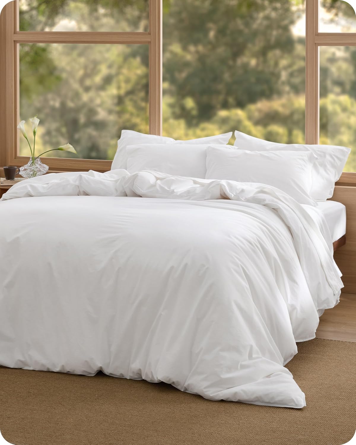 Luxury Cotton Duvet Cover King - Soft Slub Weave Bedding