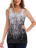Women's Sequin Tank Top Sleeveless Glitter Gradient Vest - Sparkle Fit