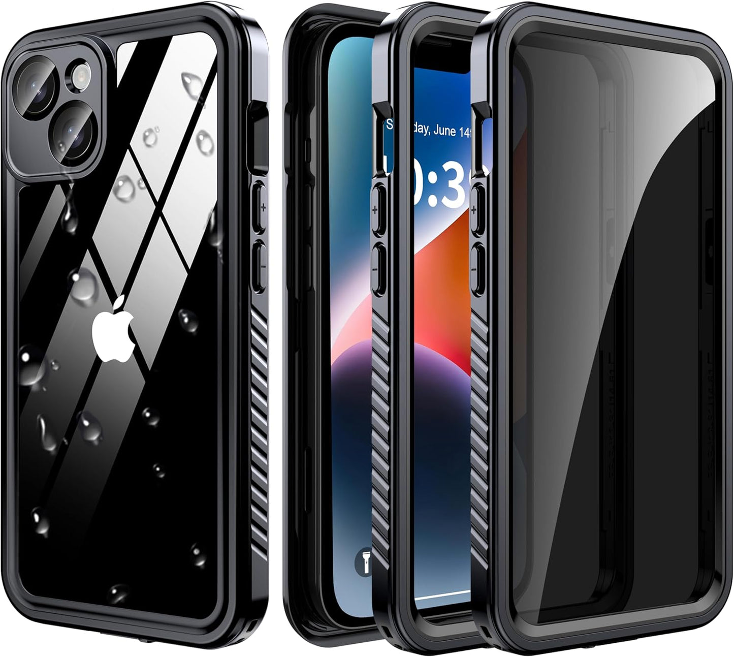 iPhone 14 Case Waterproof with Built-in Privacy Screen Protector