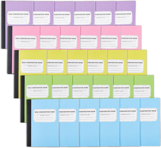feela 30 Pack Mini Composition Notebooks - Cute & Compact Student Essential!