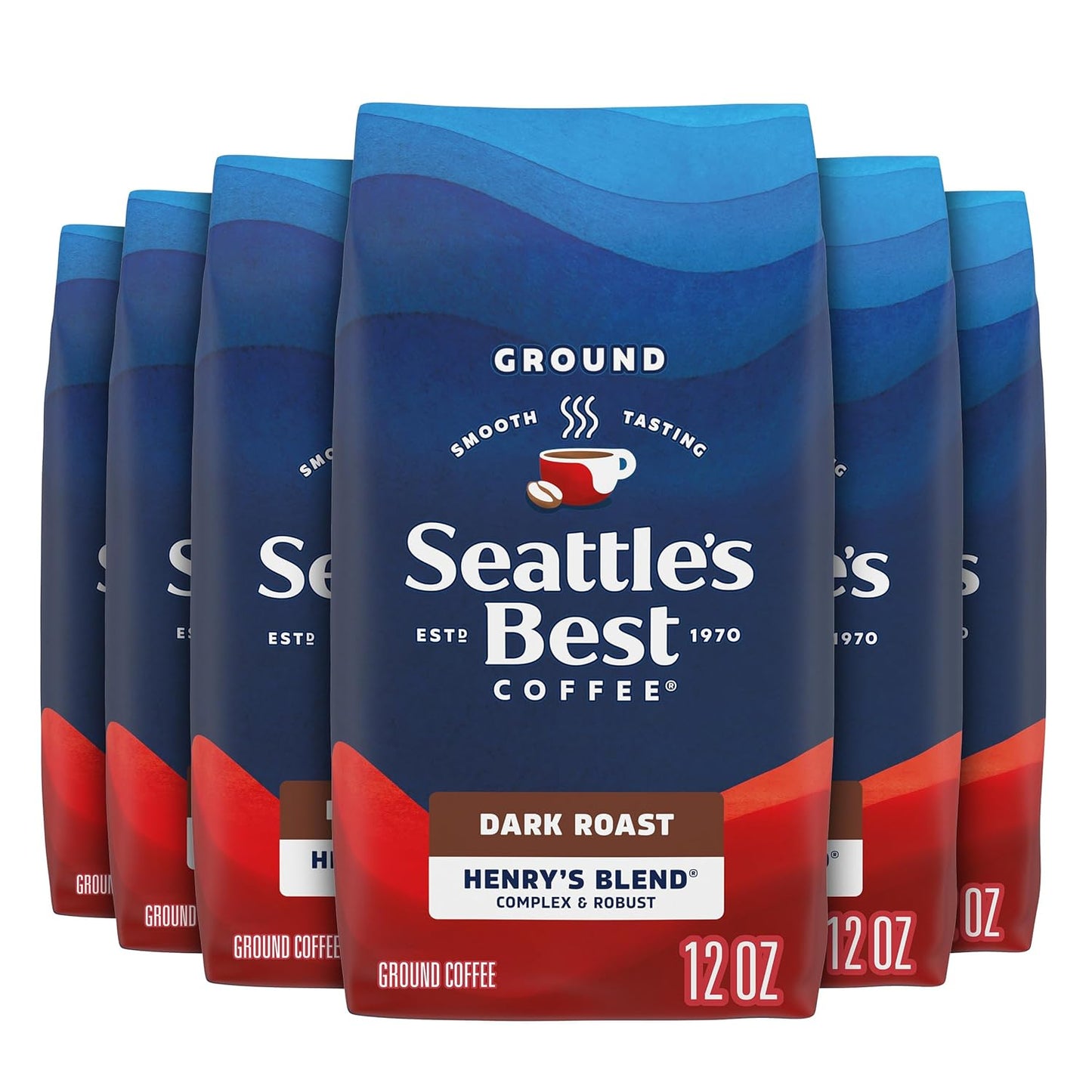 Henrys Blend Dark Roast Ground Coffee - 12 Ounce Bags Pack of 6