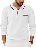 Mens Knit Polo Long Sleeve Collared Sweater Polo - Smart Casual