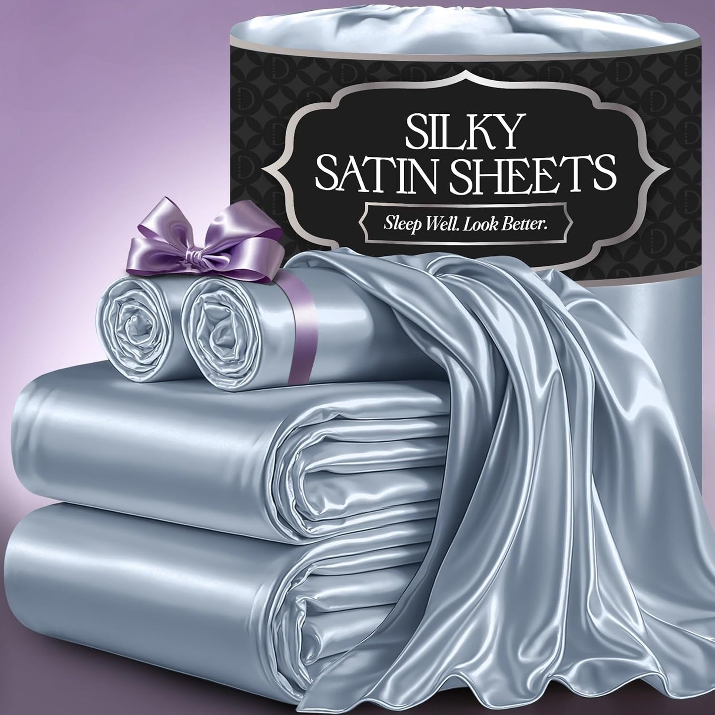 DECOLURE Satin Bed Sheets - Luxury Silky King Size Bedding Set