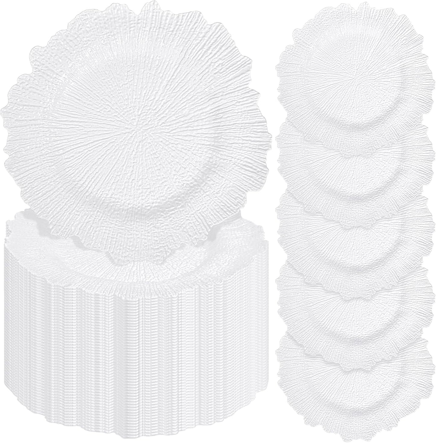 50Pcs White Charger Plates for Elegant Dinner Table Settings