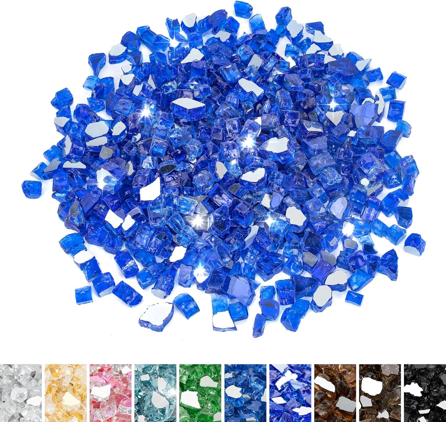 Cobalt Blue Reflective Fire Glass for Fire Pit and Landscaping