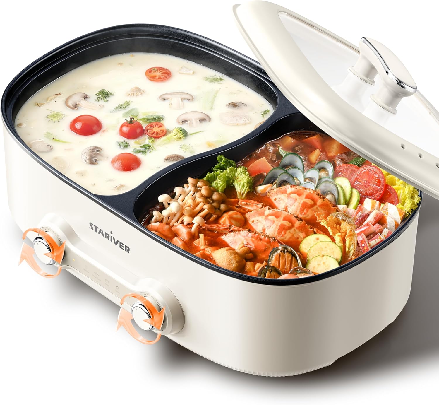 Stariver 7L Electric Hot Pot with Divider for Family Dinners