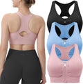 Women's Zip Front Sports Bra Medium Support - Evercute Post-Surgery