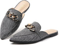 Metal Chain Decor Flat Mules for Women - Chic Pointed Slip-On Shoes