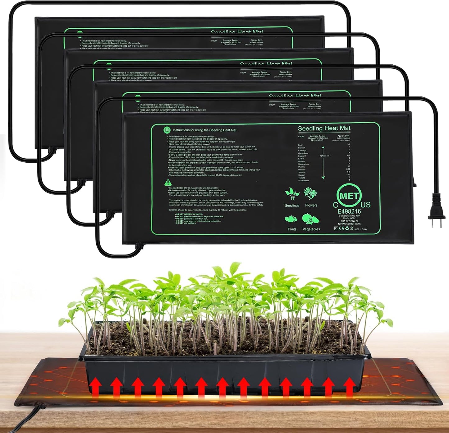 Apipi 4PCS Hydro Heat Mat Set - Rapid Plant Growth