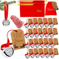 Christmas Believe Bell Ornaments Bulk Set - 48 Silver Sleigh Bells