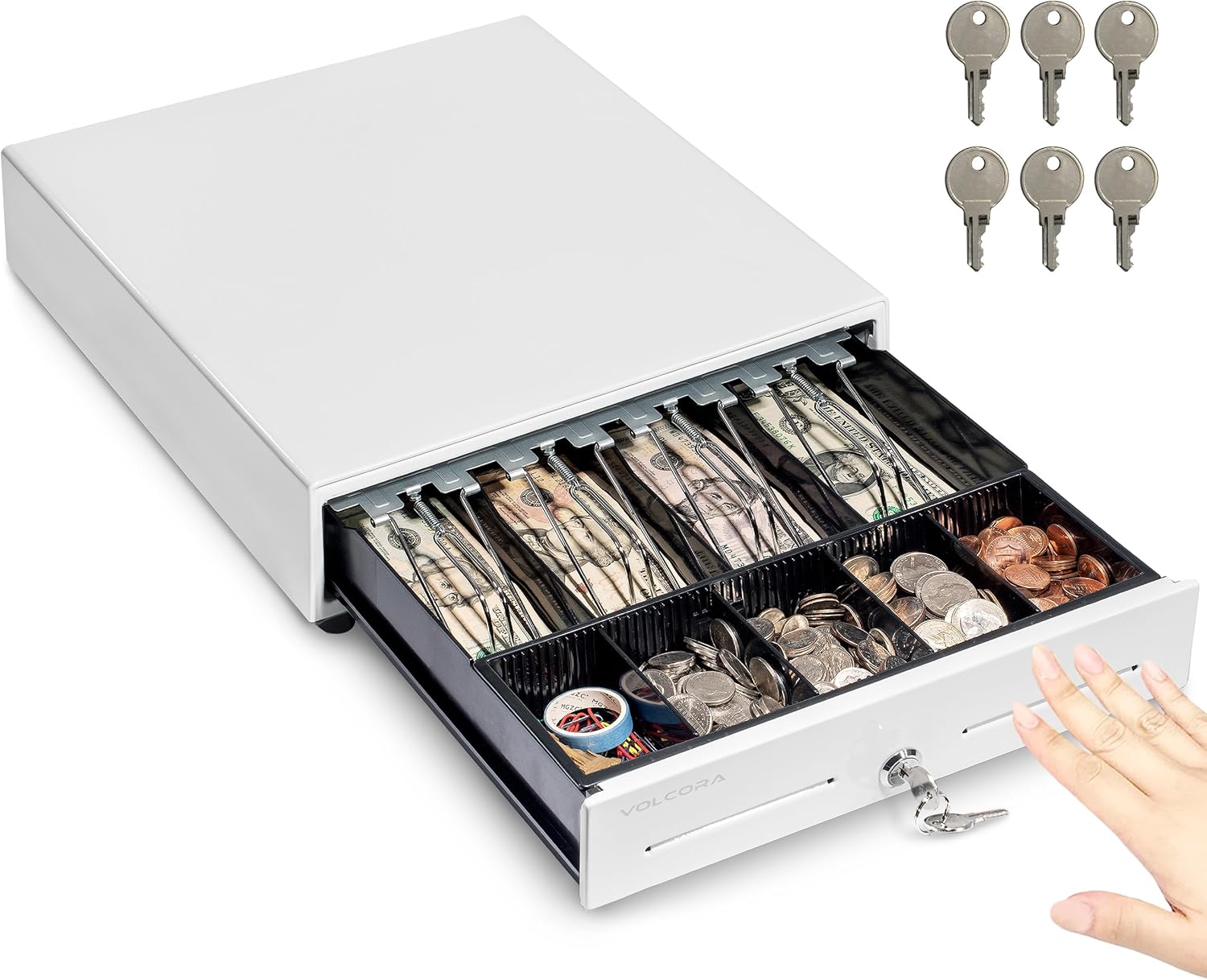 Volcora 13in Manual Push Open Cash Register Drawer for POS
