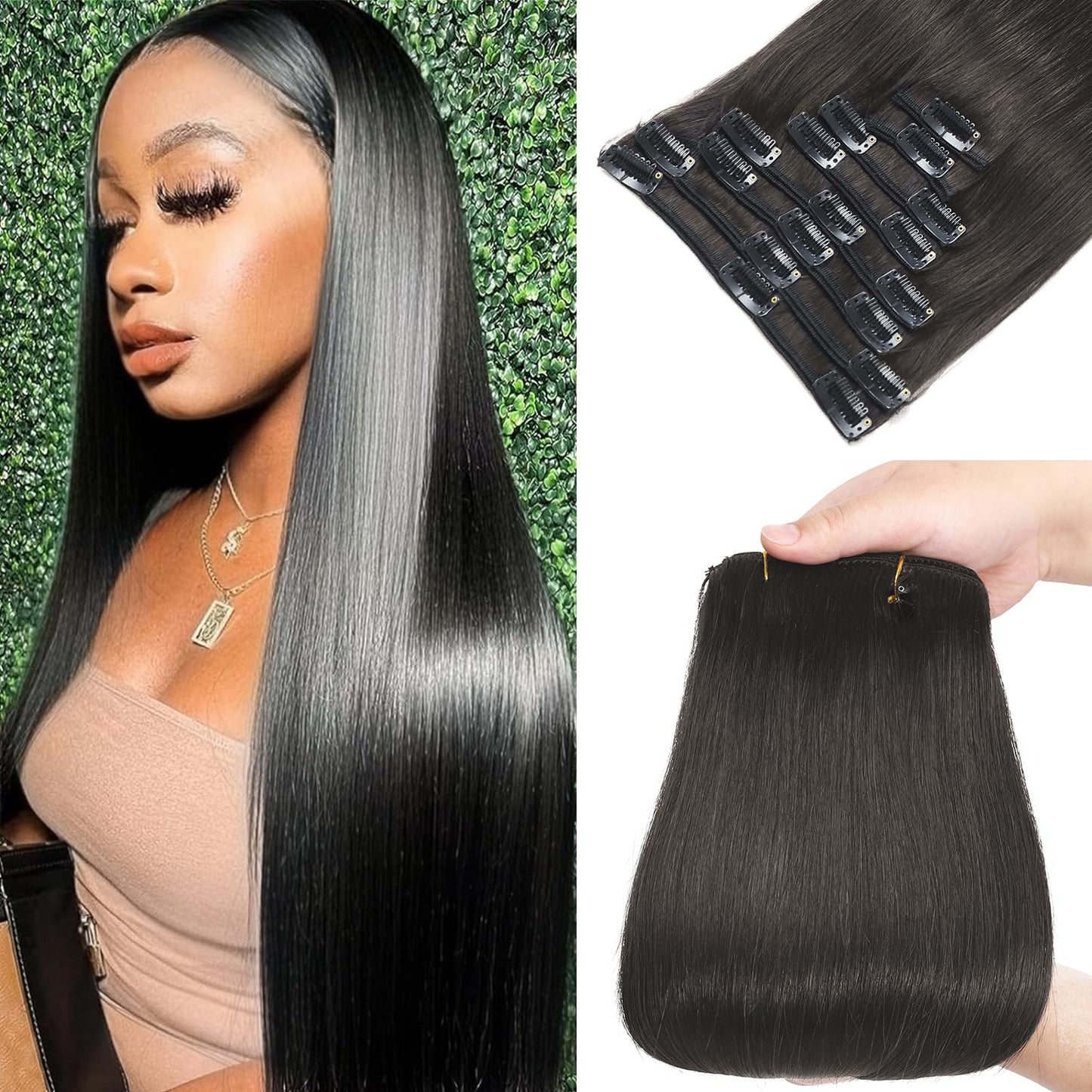 Clip in Hair Extensions for Instant Volume and Length 24 Inch