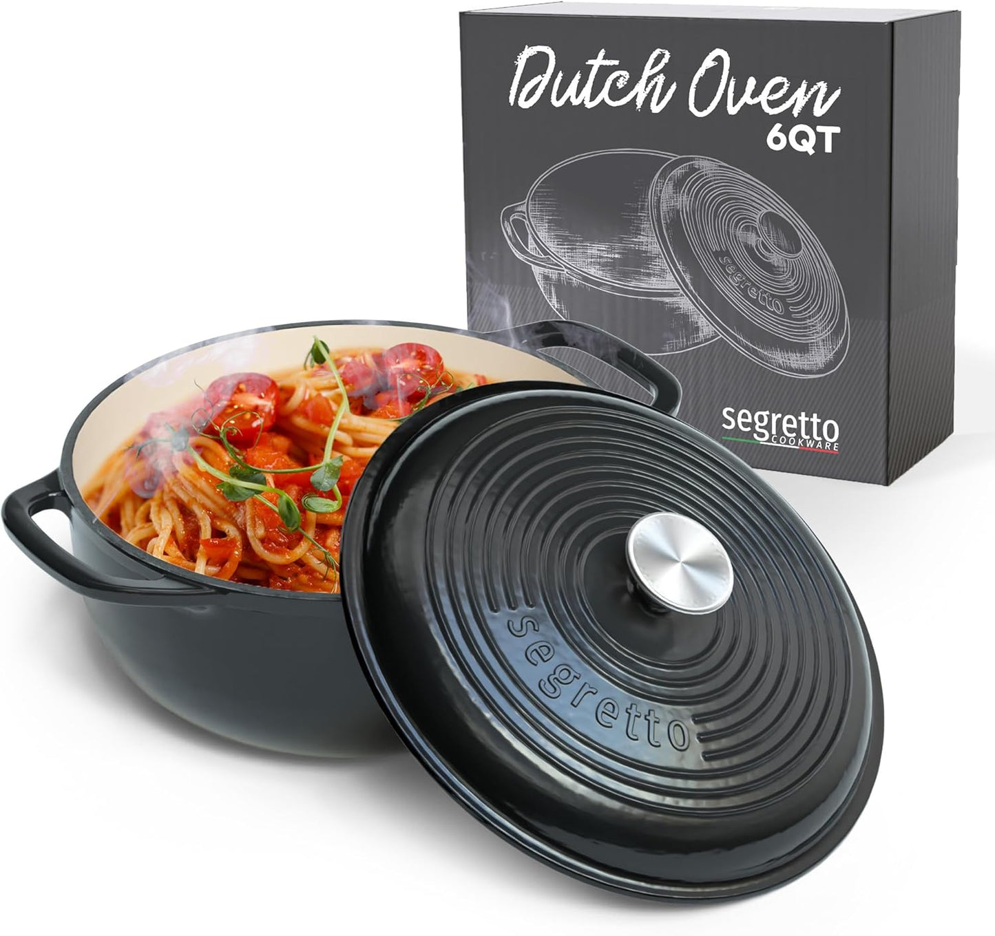 Enameled Cast Iron Dutch Oven 6 Quart for Perfect Cooking