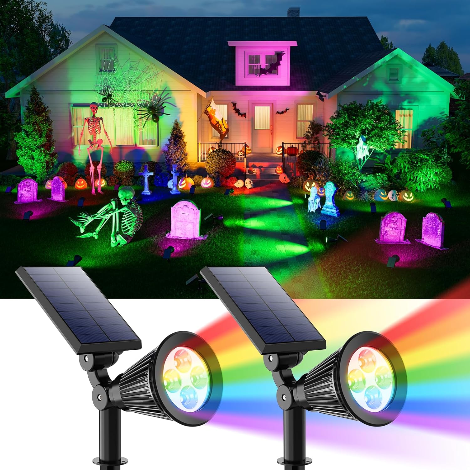 Color Changing Solar Spotlights for Halloween and Festivals