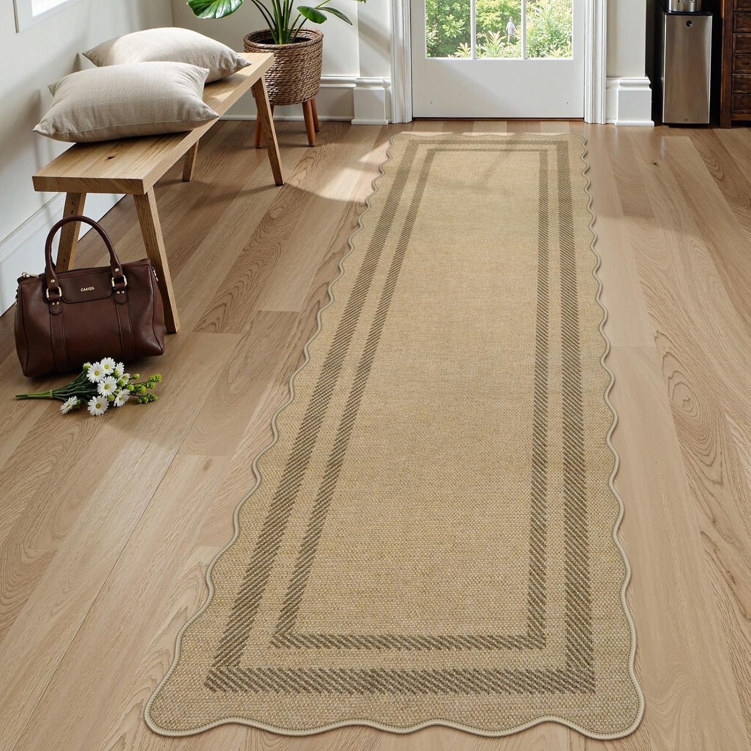 LIVEBOX Scalloped Washable 2x8 Kitchen Runner Rug for Home