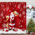 Christmas Shower Curtain with Santa Reindeer Tree - Festive Holiday