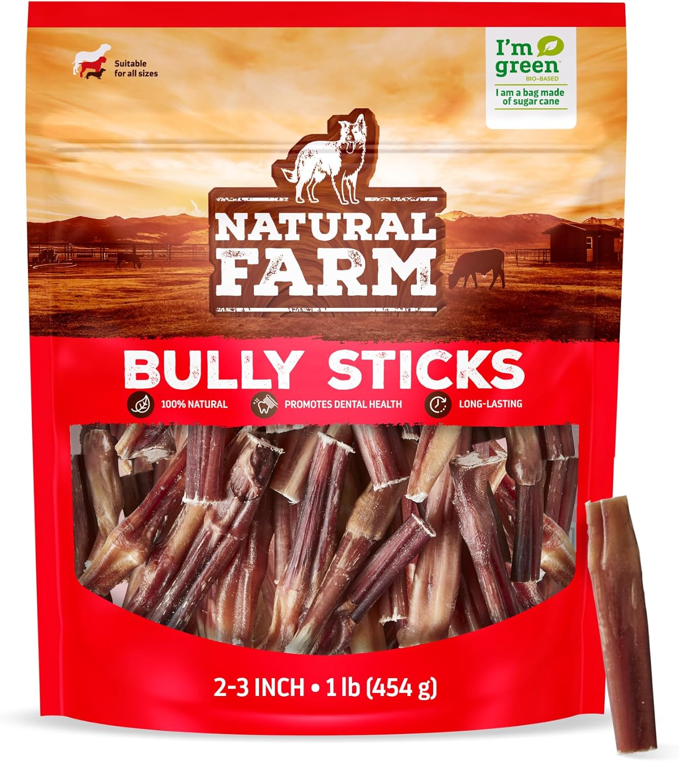 Natural Farm Odor Free Bully Sticks for Small & Medium Dogs