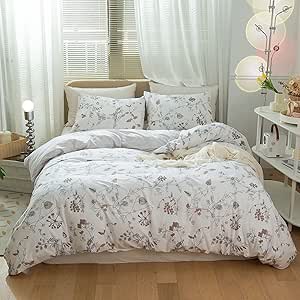 HighBuy Boho Floral Duvet Cover Set for Queen Size Bedding