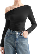 SUUKSESS Women Long Sleeve Off Shoulder Cowl Neck Top - Trendy Going
